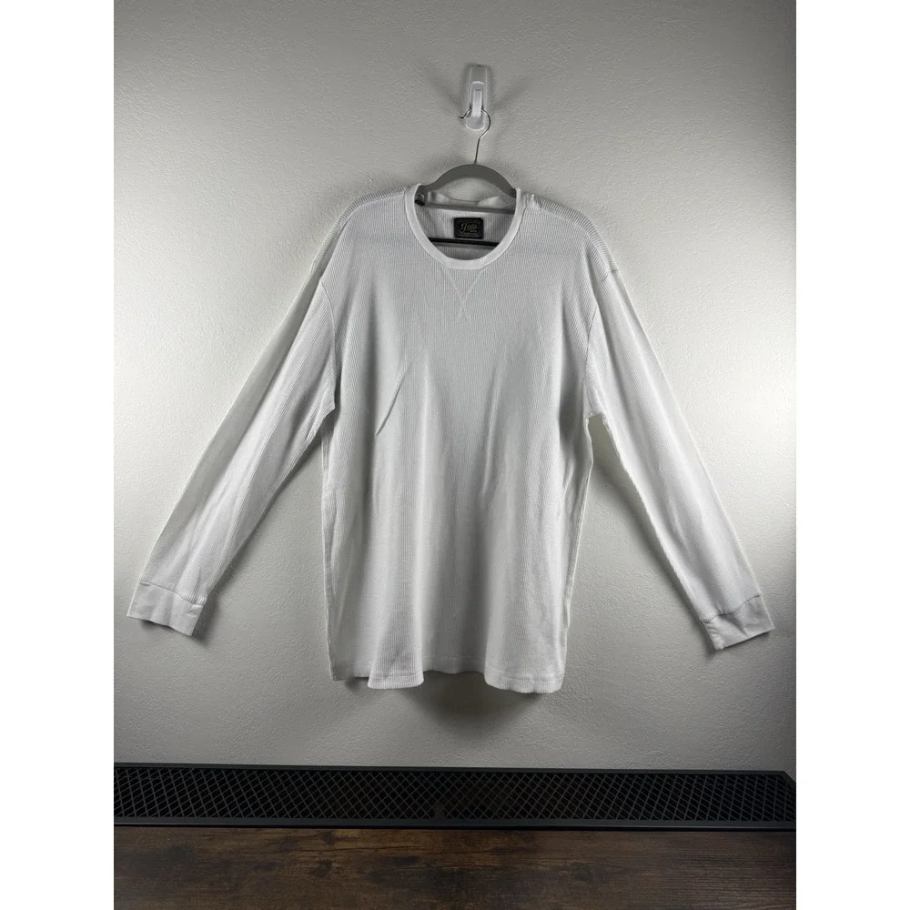 Jachs MFG Men's XXL Waffle Knit Thermal Shirt‎ White Long Sleeve Crewneck Cotton